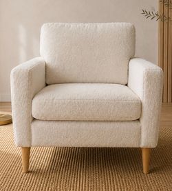 Modern Cream Bouclé Accent Chair | Like New