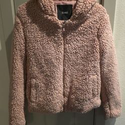 Bazel Pink Sherpa "Teddy" Zip-Up Hoodie - Size Medium (Excellent Condition)