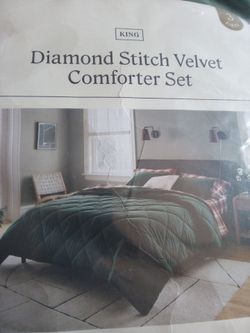 Diamond Stitch Velvet Comforter Set