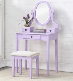 NEW Makeup Vanity Table & Stool Set, Makeup Vanity Set, Vanity Swivel Mirror !