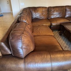 High End Thomasville Leather Sectional - 118” x 105” - Originally  $6500