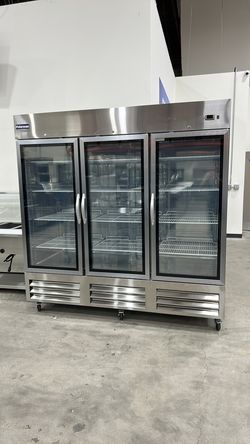 Polarman PLM-81RGS 81" Reach-In Refrigerator with Triple Glass Doors with LED Lighting, Bottom Mount, Stainless Steel, 72 cu. ft.