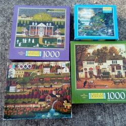 Lot Of 4 Charles Wysocki Jigsaw Puzzles