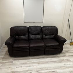 Brown Leather LAZ Boy Recliner Sofa