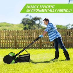 New Manual Reel Push Walk Behind Mower Adjustable 5-Blade Push Lawn Mower with Catcher