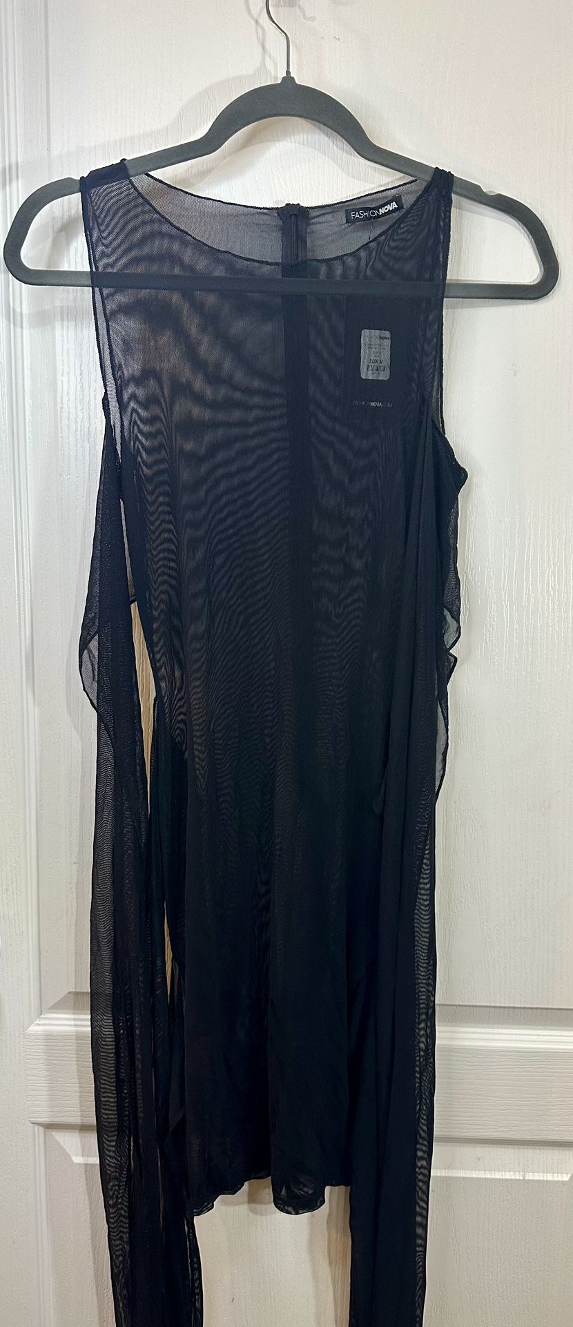 Fashion Nova Women's Black Mesh Wrap Mini Dress Size M Party Cocktail