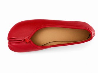 - [ 10] Women’s Red Faux Leather Ballet Flats 10 Round Toe Slip-On Solid Casual