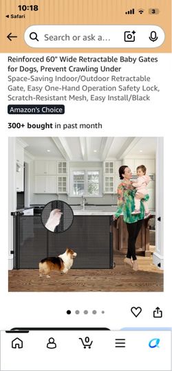 Retractable Baby Gate for Dogs, 60" Wide, Black