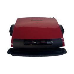 George Foreman Red Electric Contact Grill Removable Plates Temp Control