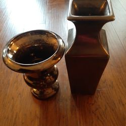 EXQUISITE Pair of Haeger Bronzed Glaze Vases.