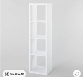 4 cube cubby storage shelf white