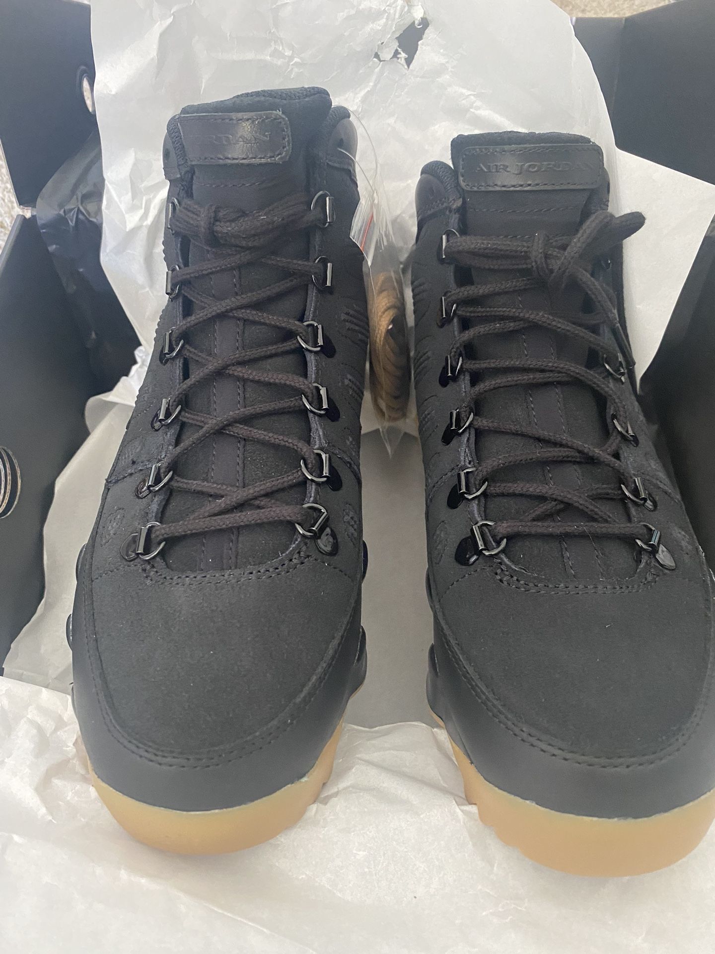 Air Jordan 9 Retro Boot NRG Black/Gum Light Brown AR4491-025 Men's Size 9.5
