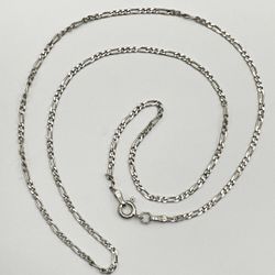 19" Solid .925 Sterling Silver Figaro Chain Necklace .925