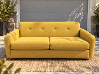 💛 West Elm Yellow Loveseat / Sofa – Mid-Century Modern