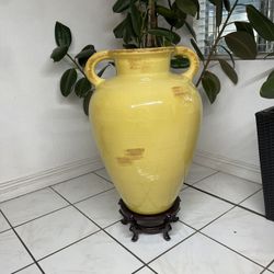 Large Ceramic Jar Planter-Large Glazed Jug Pot ($125 wood stand included) Made in USA.