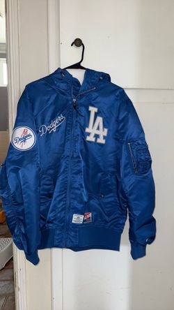 LA Dodgers Blue Satin Bomber Jacket