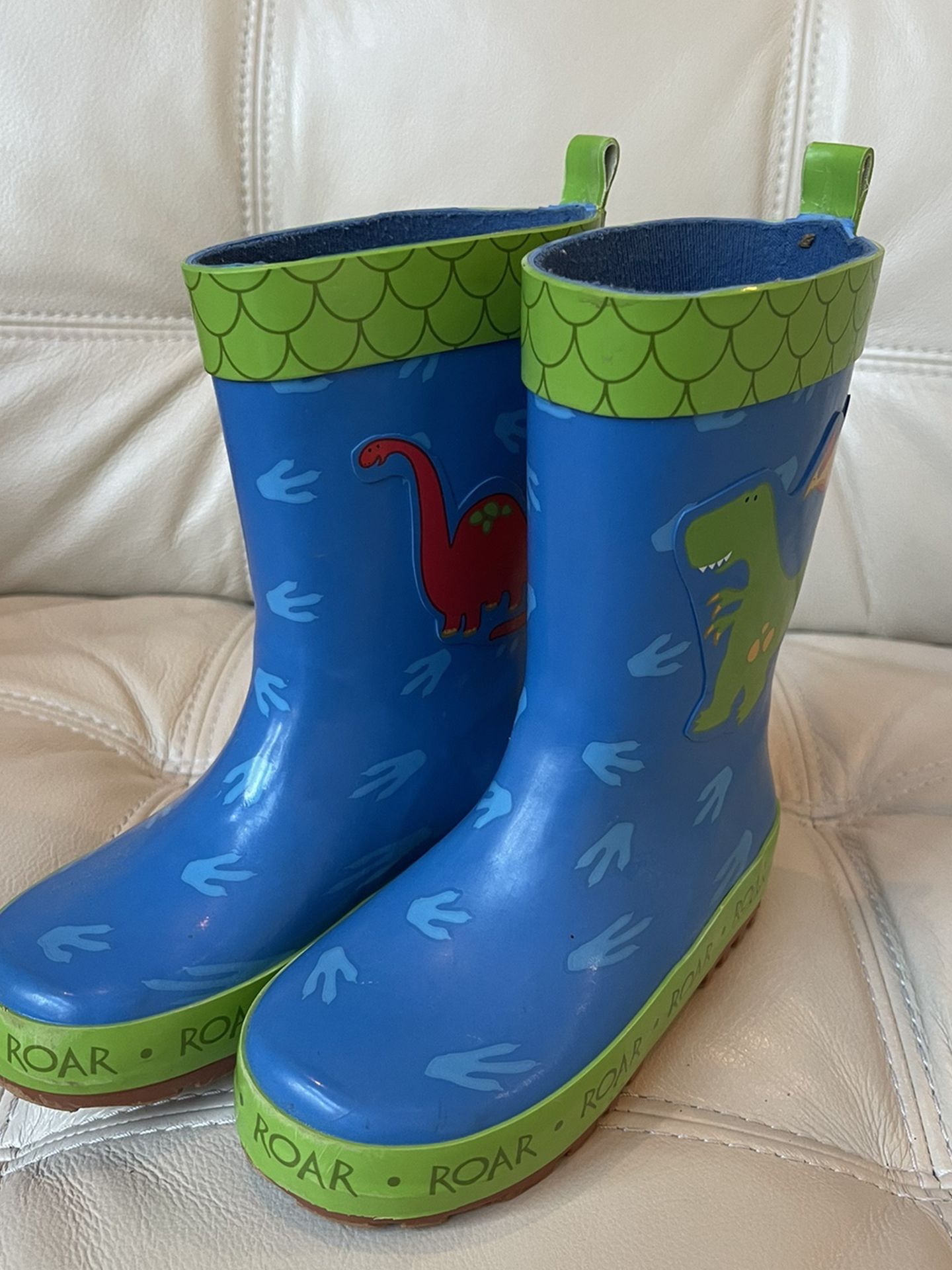 Kids Rain Boots Blue Dinasaur Size 9