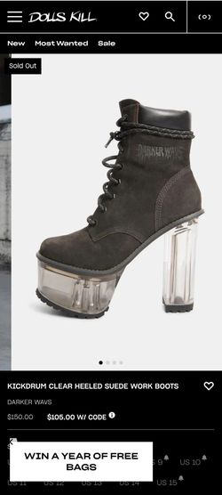 Dark wavs clear heeled boots