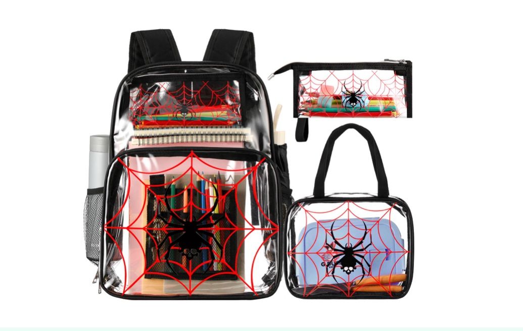 Paterr 3 Pcs Clear Backpack For Boys Spider Backpack