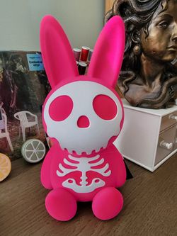 NWT Fuzzy Neon Pink Skeleton Bunny