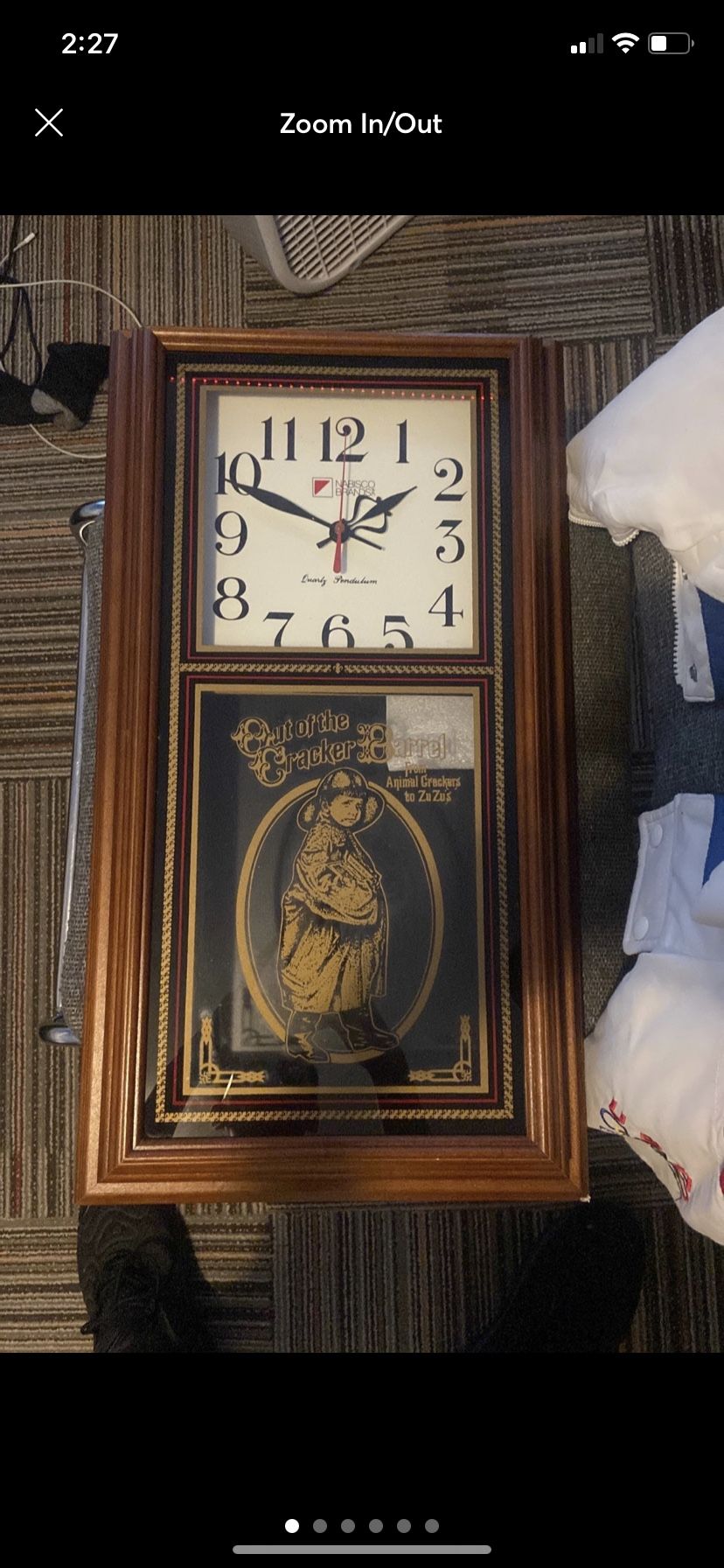 1991 VINTAGE HANOVER NABISCO BRANDS QUARTZ PENDULUM WALL CLOCK