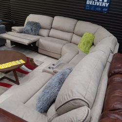 *Weekly Feature!!!*---Stellar Alejandra Mocha Microfiber Reclining Sectional Sofa---Delivery And Financing Available😉
