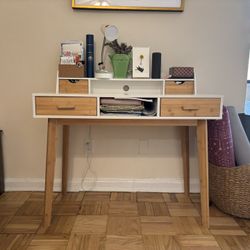 Desk Bamboo Wood Brown/white 
