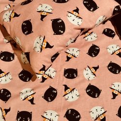 Halloween Cat Blanket Pillow Set 29”x32”