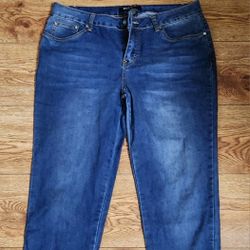 Women's Blue Jeans with Embroidered Cuffs Size 10