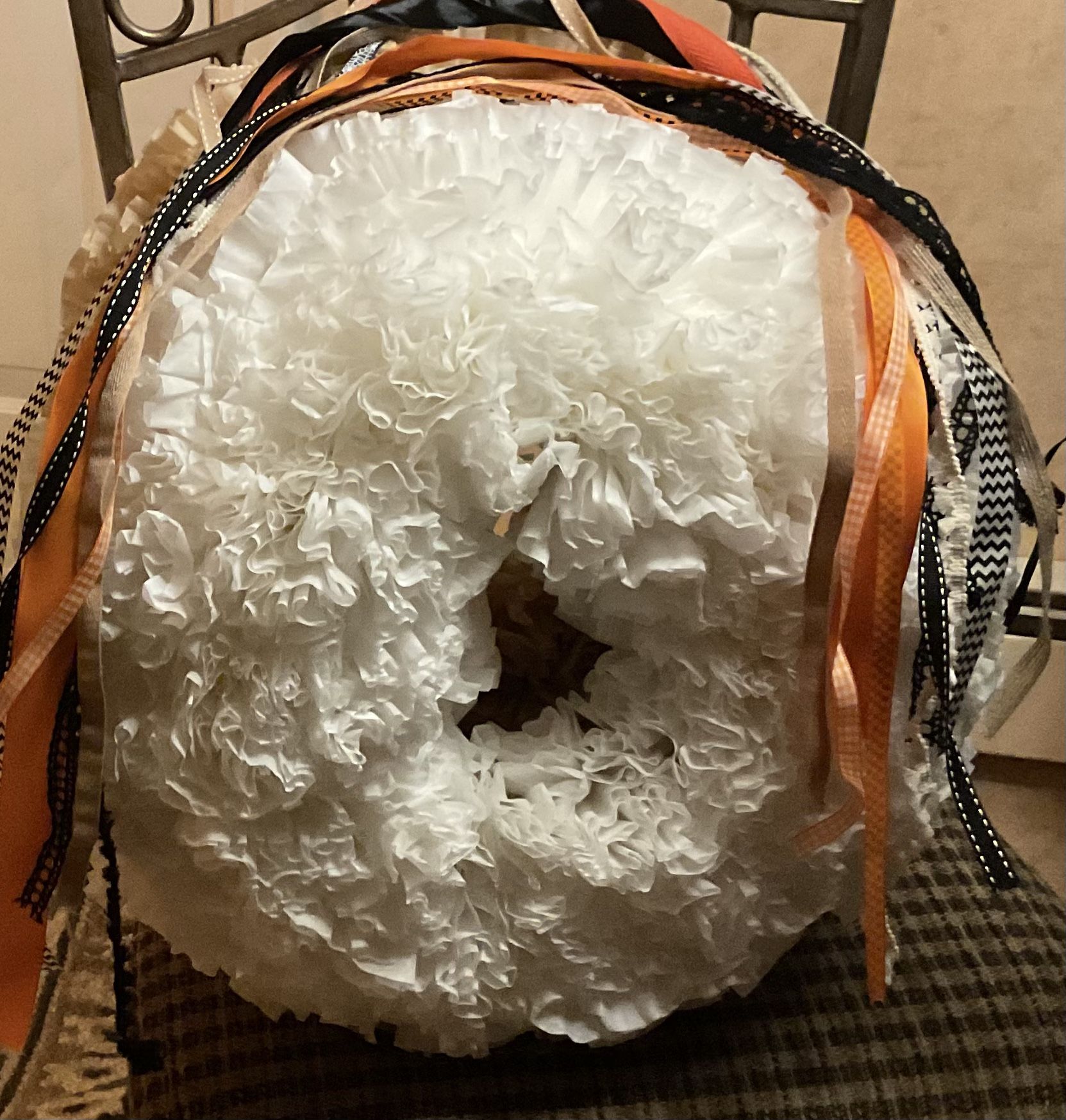 Brand New White Door Wreath With Ribbon