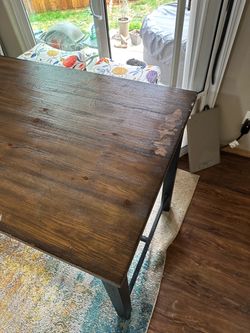 Counter height metal and wood table and chairs