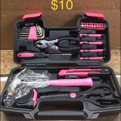 #105 *Lack Of Parts* 39PCS Pink Tool Set Household Tools Kit Box Mechanics 