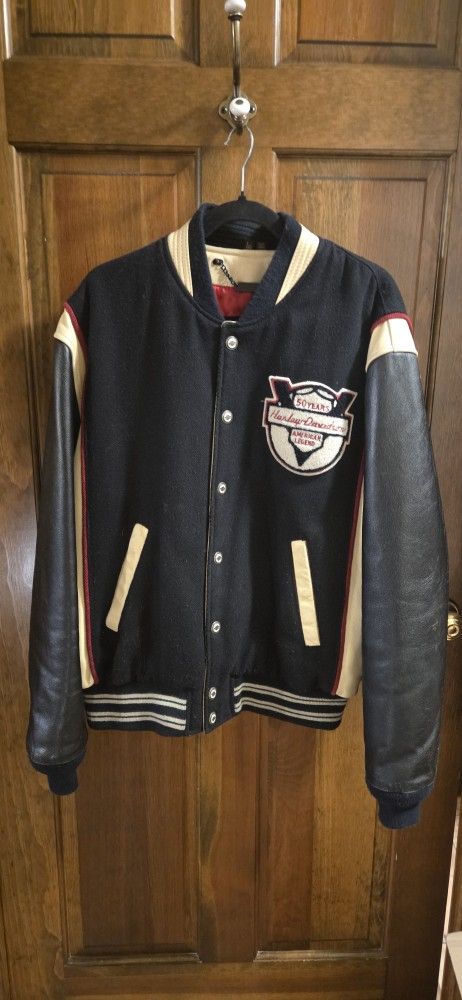 Vintage 50th Anniversary Harley Davidson Biker Club Style Jacket, Large