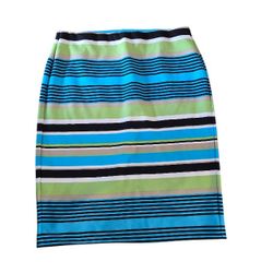 NYCC multi-color horizontal large stripe straight skirt, L. EUC.
