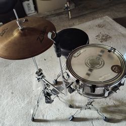 Used Pearl Snare, Zildjian Hi Hat, Gibraltar Stool , Drum Sticks