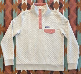 PATAGONIA 1/4 Snap-T Natural Oatmeal Cream Coral Pullover Sweatshirt Women’s L