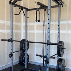 Steel-Power-Rack/Cable-Attachments-Barbell-Bumper-Plates