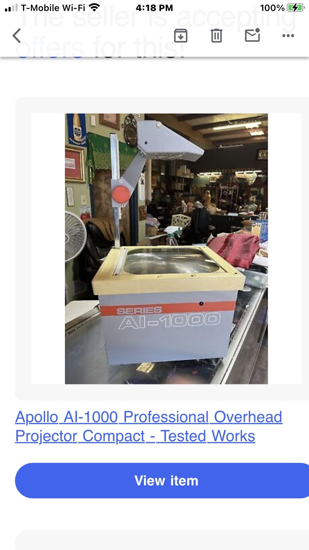 Vintage Al-1000 Overhead Projector Compact