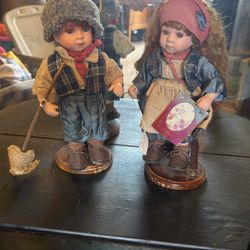 Hansel And Gretel Porcelain Dolls Pair