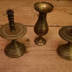 Vintage Brass Candlesticks D