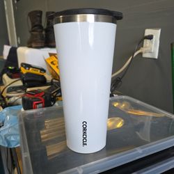 Corkcicle Invisiball Clear Ice Mold & Gloss White Tumbler 24 Oz