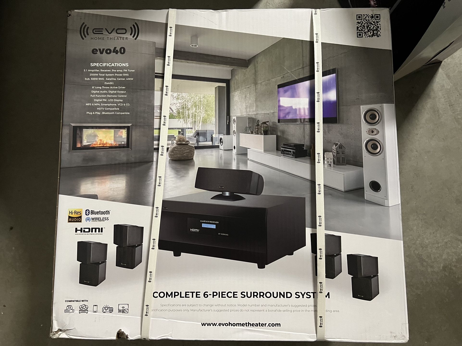 FACTORY SEALED - NEW IN-BOX- Evo40 Home Theater Complete 6 Piece Surround Sound System