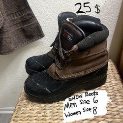 Snow Boots Womens Size 8 Or MENS Size 6. Needs Cleaning But Good Condition/ Will Work Perfectly Fine For Snow