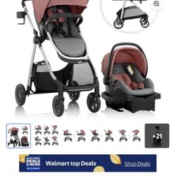 Evenflo Omni Plus Modular Travel System with LiteMax Rear-Facing Infant Car Seat (Shasta Pink)