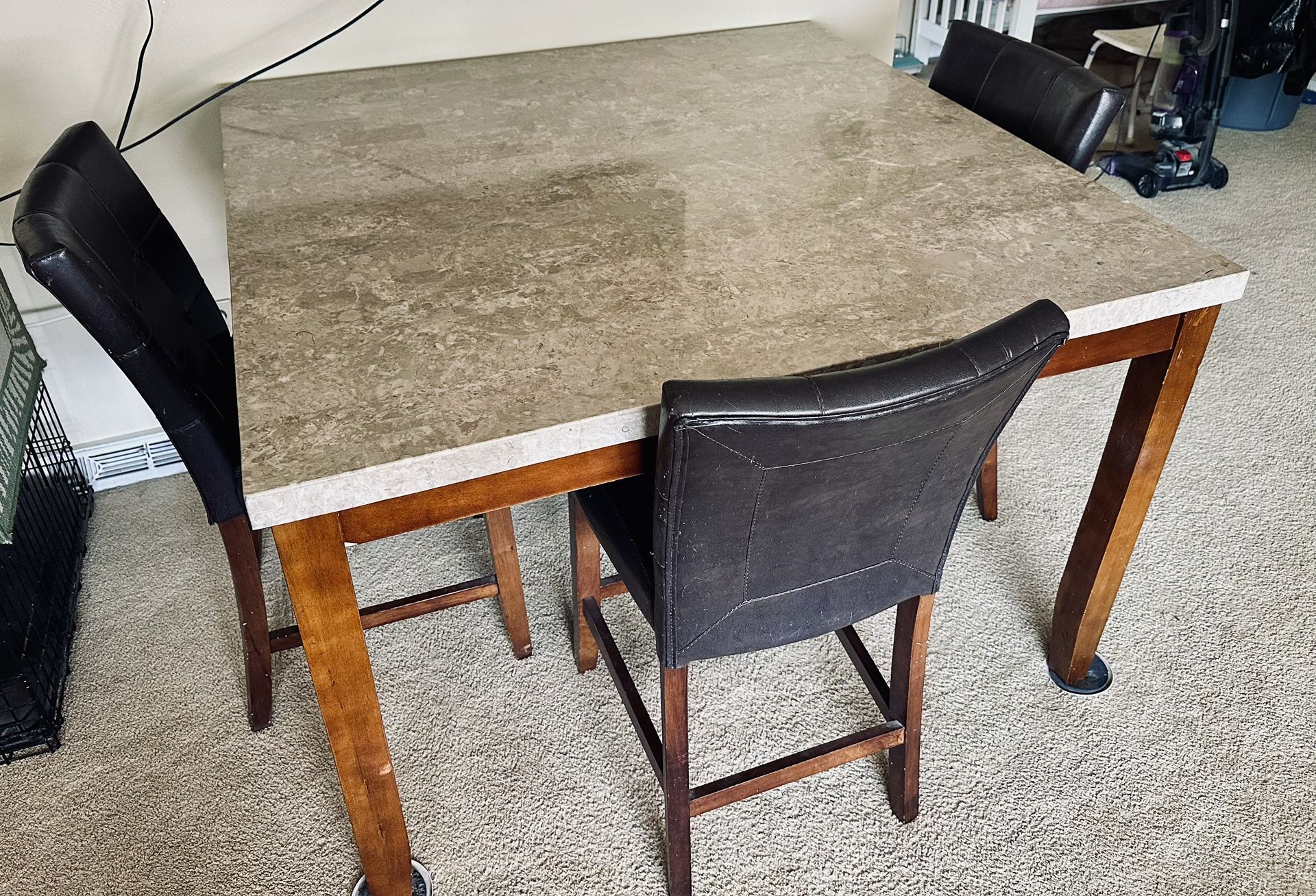 Stunning Faux-Stone Dining Set – Heavy and Stylish with 3 Chairs!