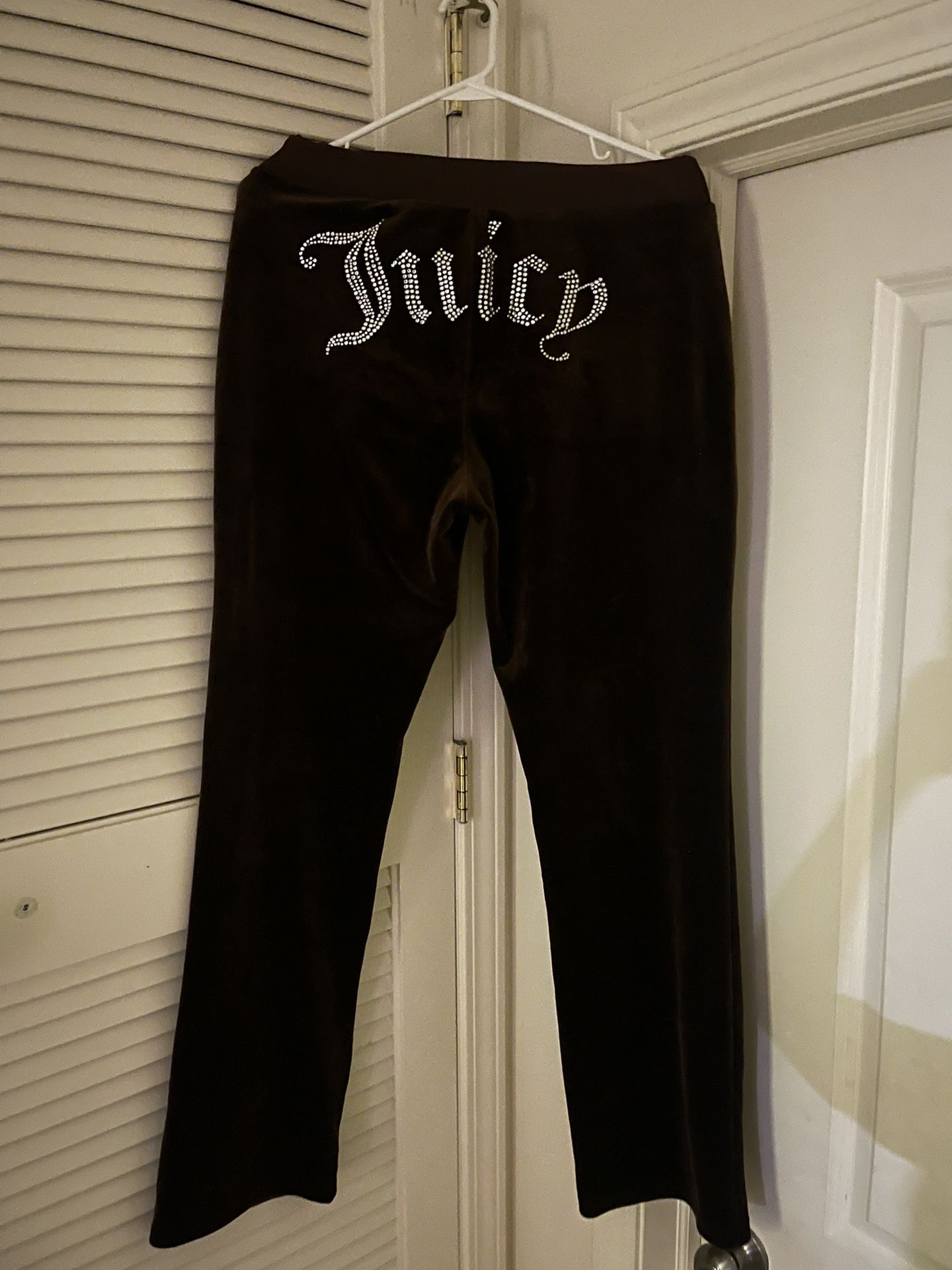 Juicy Couture Brown Velour Rhinestone Pants – Y2K Tracksuit Bottoms