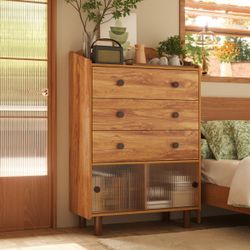 3-Drawer Dresser With Lights And Sliding Door