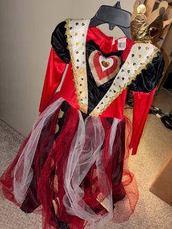 Costume  for kids red queen   hearts  dress