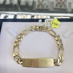 Figaro Style Name Plate Bracelet 14k 35.3 grams - $3,199 Layaway Available