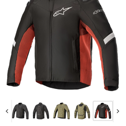 Alpinestars ridenit jacket, armored hoodie, and RevIt rain jacket